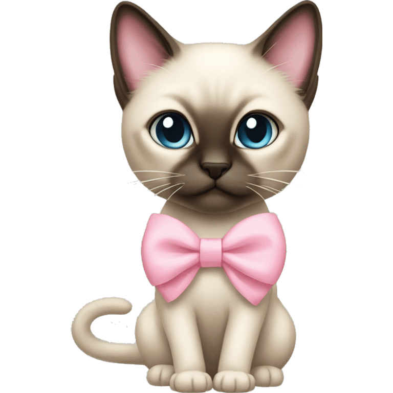 Long hair Siamese cat with pastel pink bow emoji