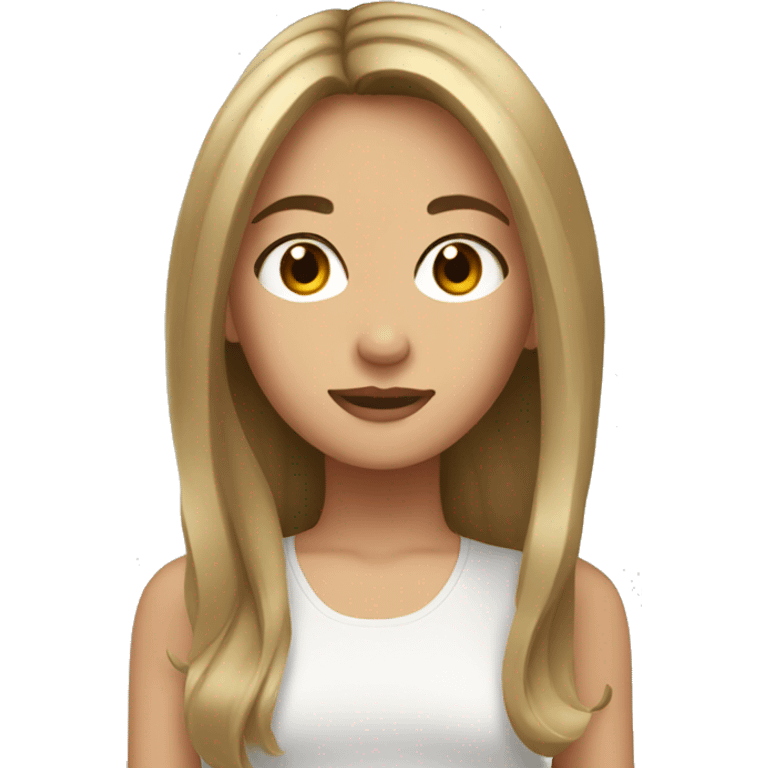 Girl with brown hair and brown eyes with two blonde pieces in front of her hair  emoji