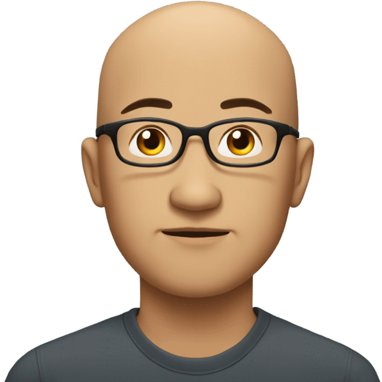  a 35-year old,  bald, Asian man deep in thought, wearing glasses emoji