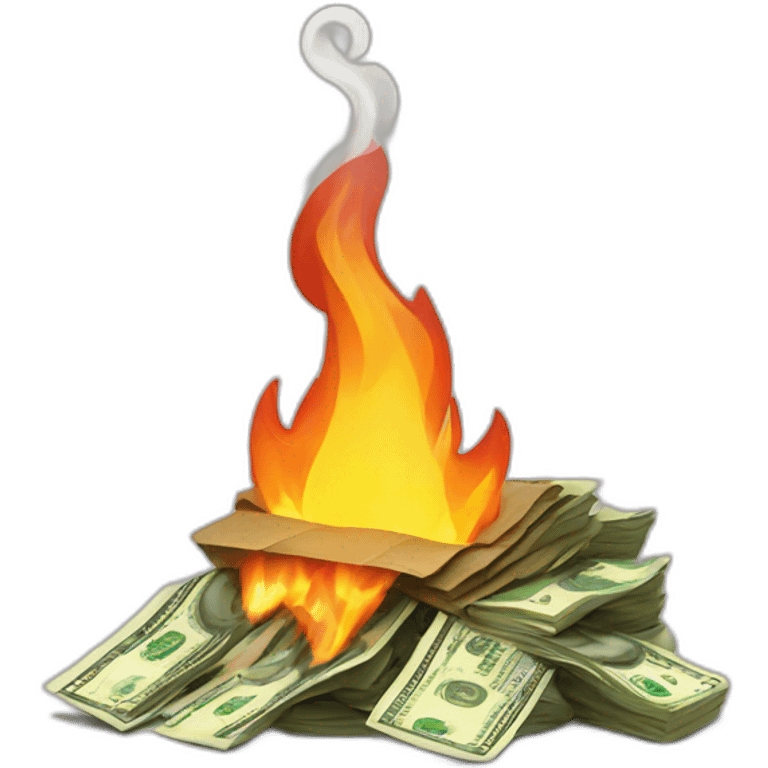 A pile of burning cash emoji