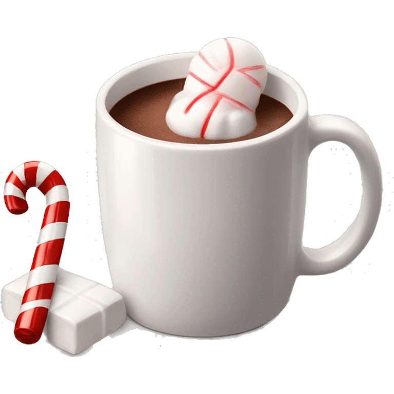  Mug of hot chocolate with marshmallows and a candy cane  emoji