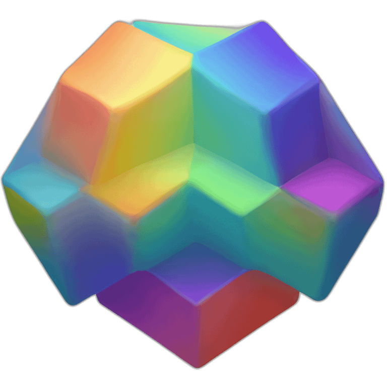 3D hexagon-of-6-equilateral-triangles, each-a-different-color-of-the-rainbow emoji