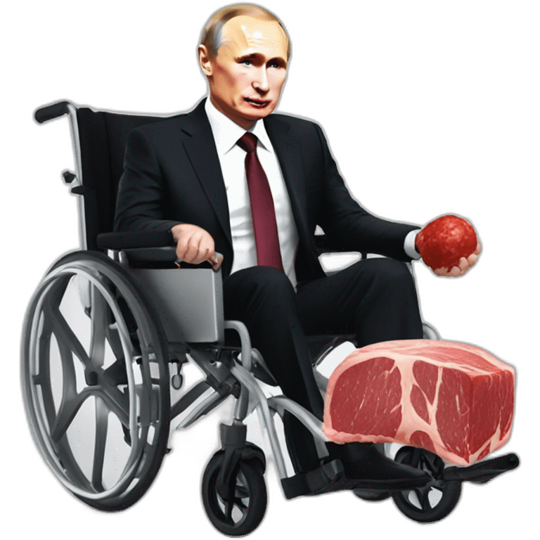 Nice raw meat cube holding jump wheelchair vladimir putin emoji