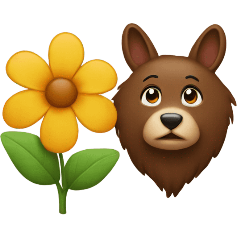 Brown hear and flower emoji