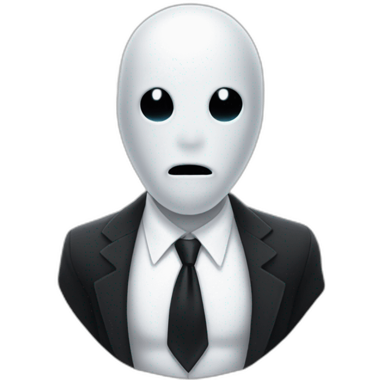 White ghost without face in white shirt and long black tie emoji