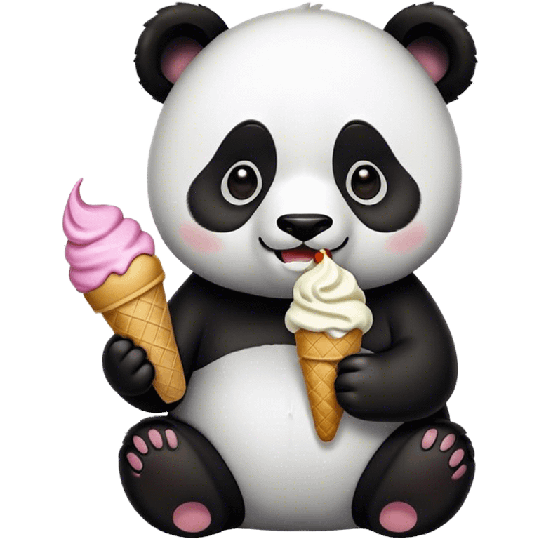 Panda eating ice cream emoji