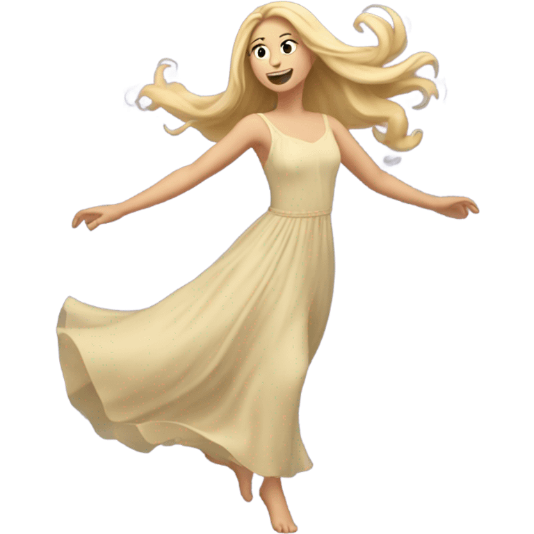 blonde long haired girl dancing in  dress emoji