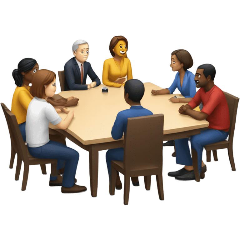 group meeting at a table emoji