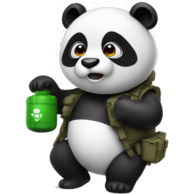 Panda with a fake grenade emoji