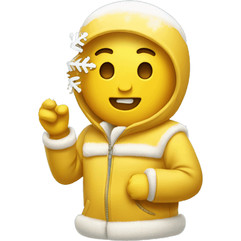 Yellow google emoji holding a snowflake emoji