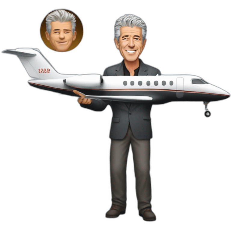 Anthony Bourdain flying on a private jet emoji