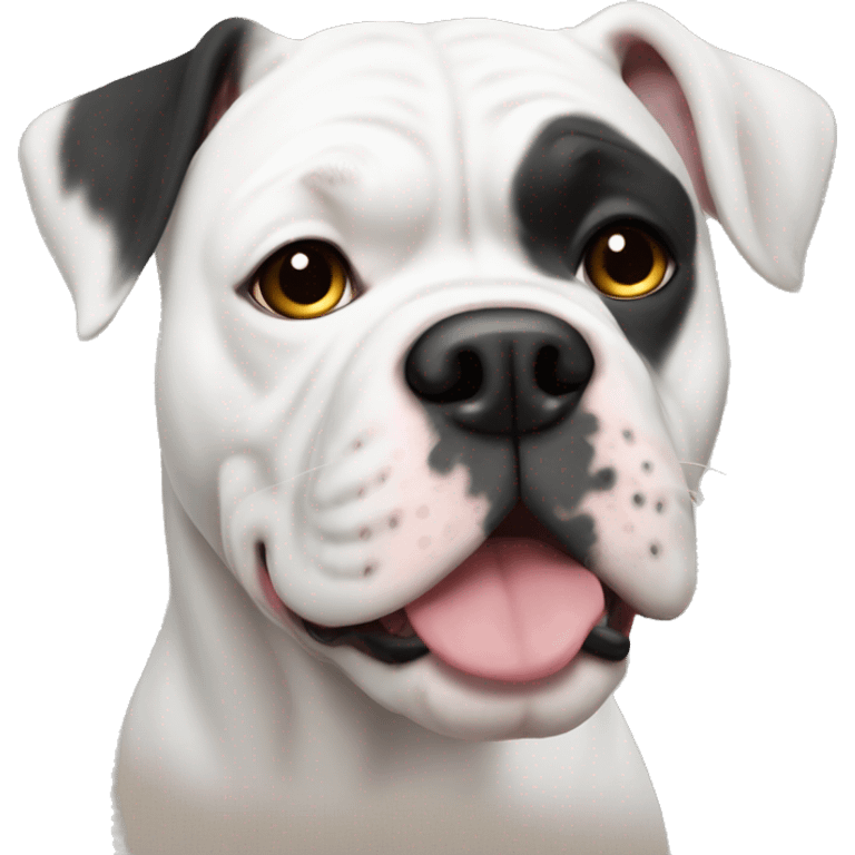 White American bulldog with black ears ￼ emoji