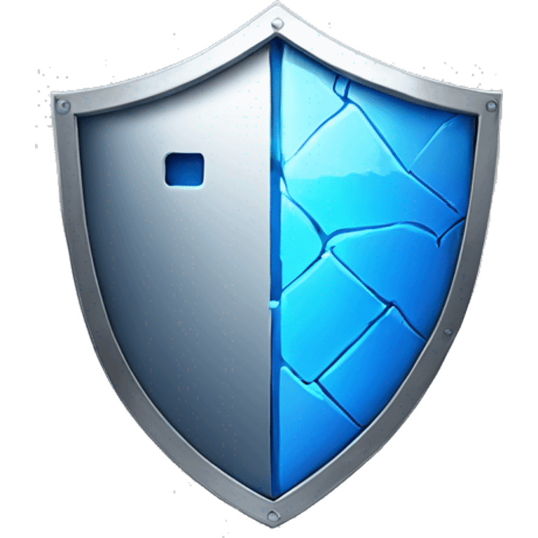 blue Broken  cyber shield emoji