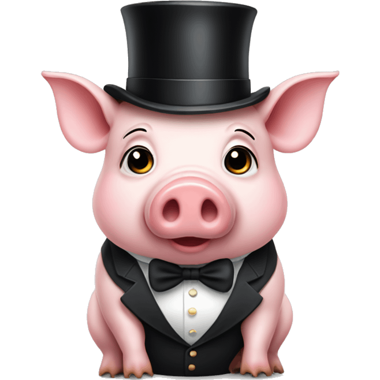 Pig wearing a tuxedo and top hat emoji