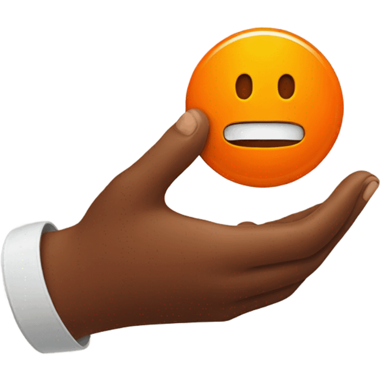 Round orange pill in a hand emoji