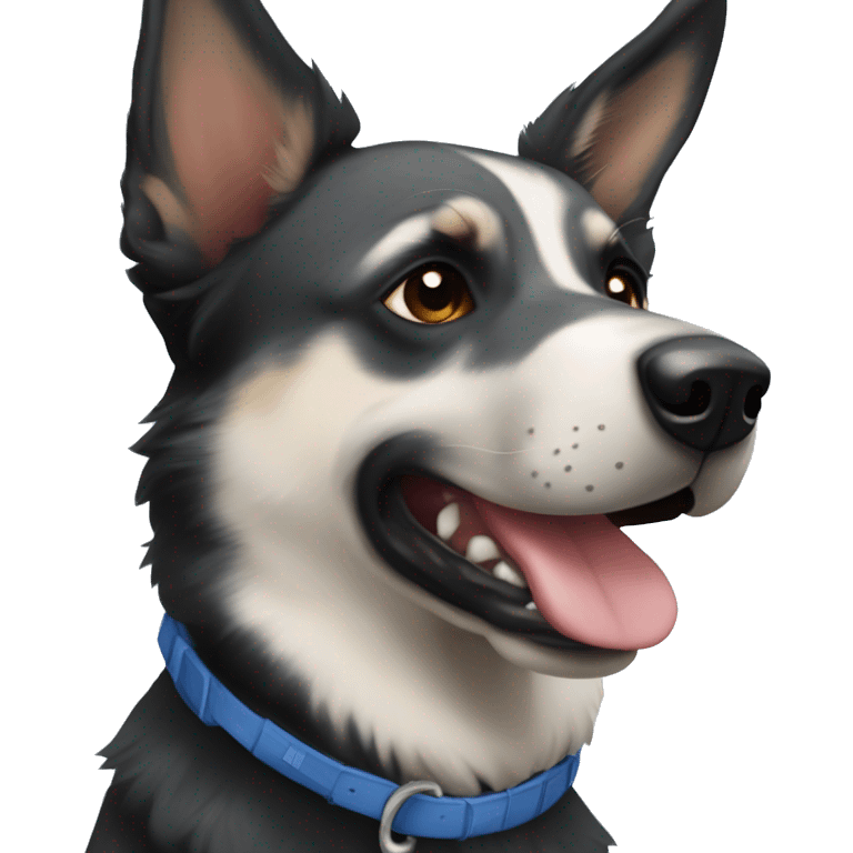 Black and white German Shepard and blue heeler mix emoji