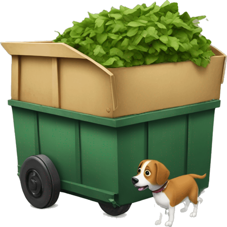 Dumpster being driven by a dog emoji