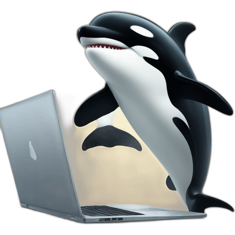 orca in front of laptop emoji