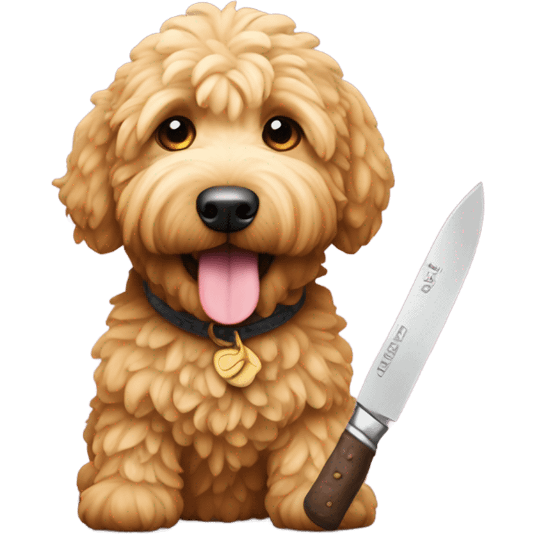 Golden doodle with knife  emoji