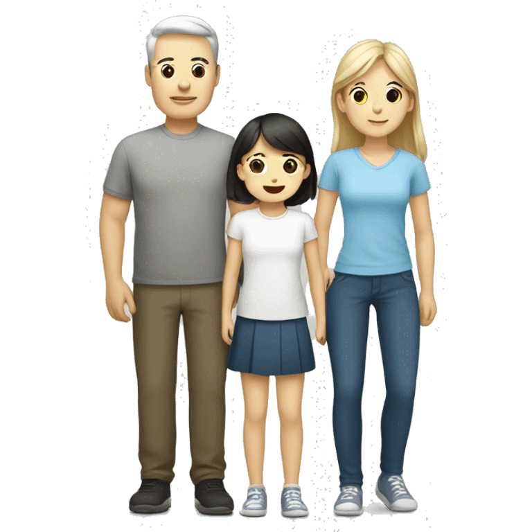 family with korean dad, white mom, daughter and younger son emoji