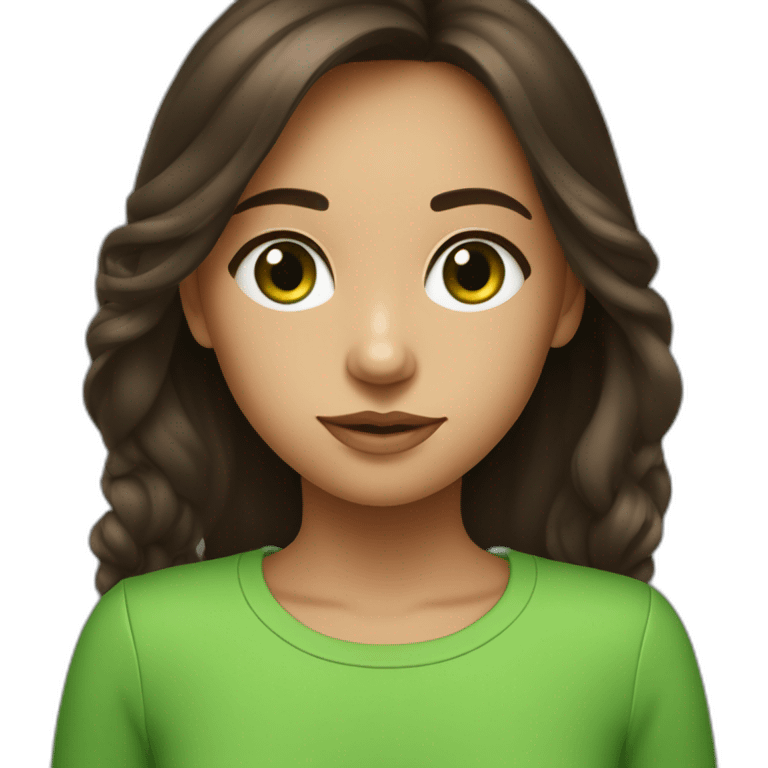 Fille brune avec les yeux vert emoji