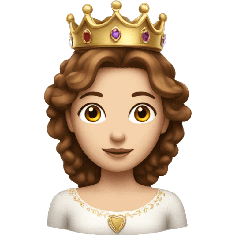 beautiful girl whit brown hair and a Crown emoji