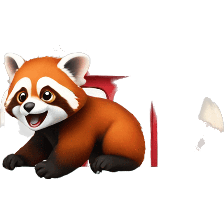 red panda driving a train emoji