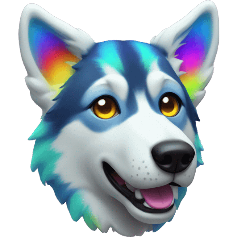 neon rainbow husky emoji