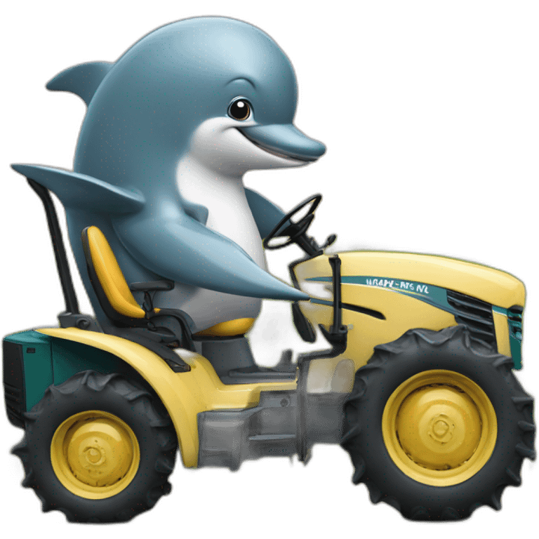 Hairy dolphin driving a tractor emoji