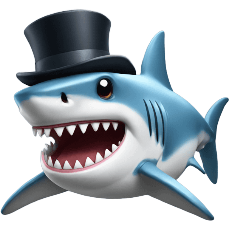 Shark with a top hat emoji