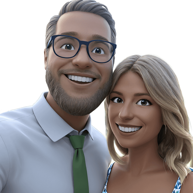 smiling couple in stylish attire emoji