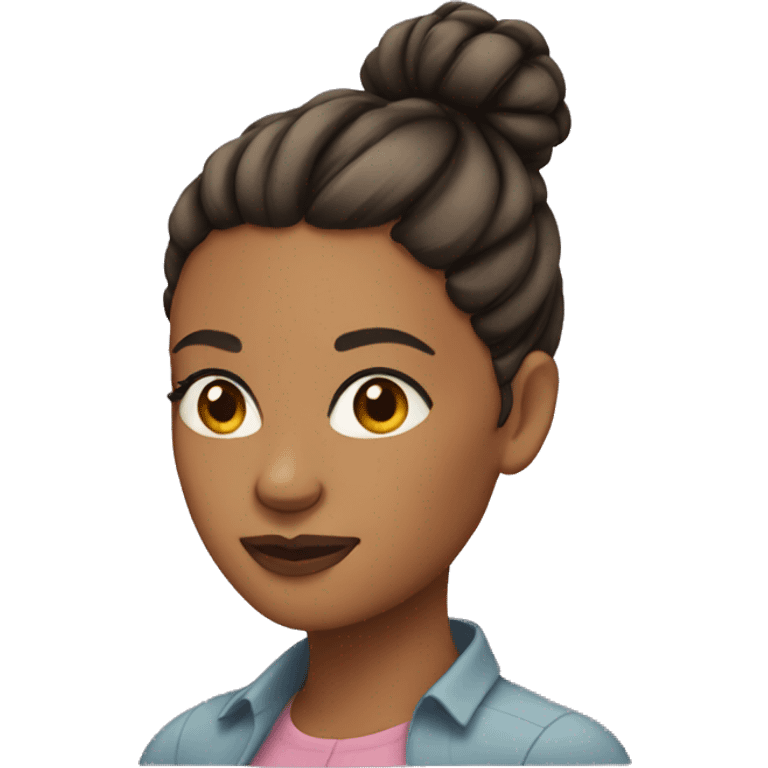 woman with a bun hairstyle emoji