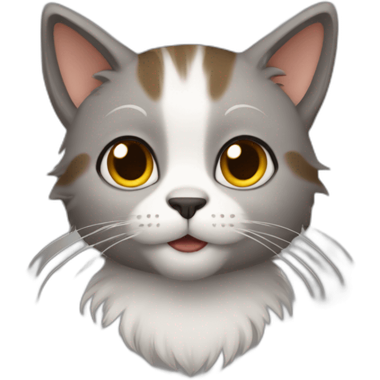 Cat furry grey- brown emoji