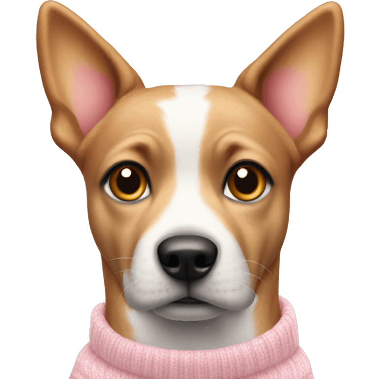 Dog in a light pink and white Christmas sweater  emoji