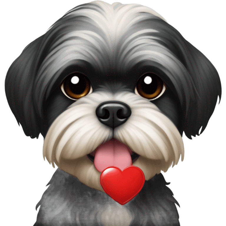 Black shih tzu with a red heart emoji emoji