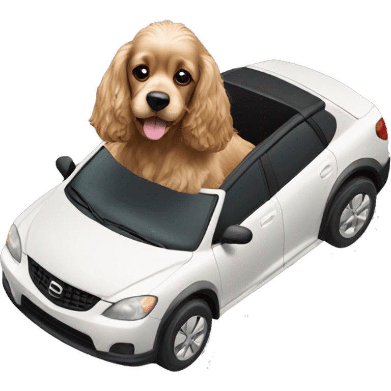 Light Cocker Spaniel driving a Black Mazda car emoji