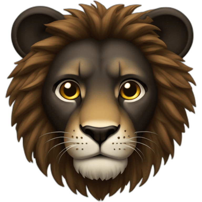 Lion crinière noire fourrure marron yeux verts   emoji