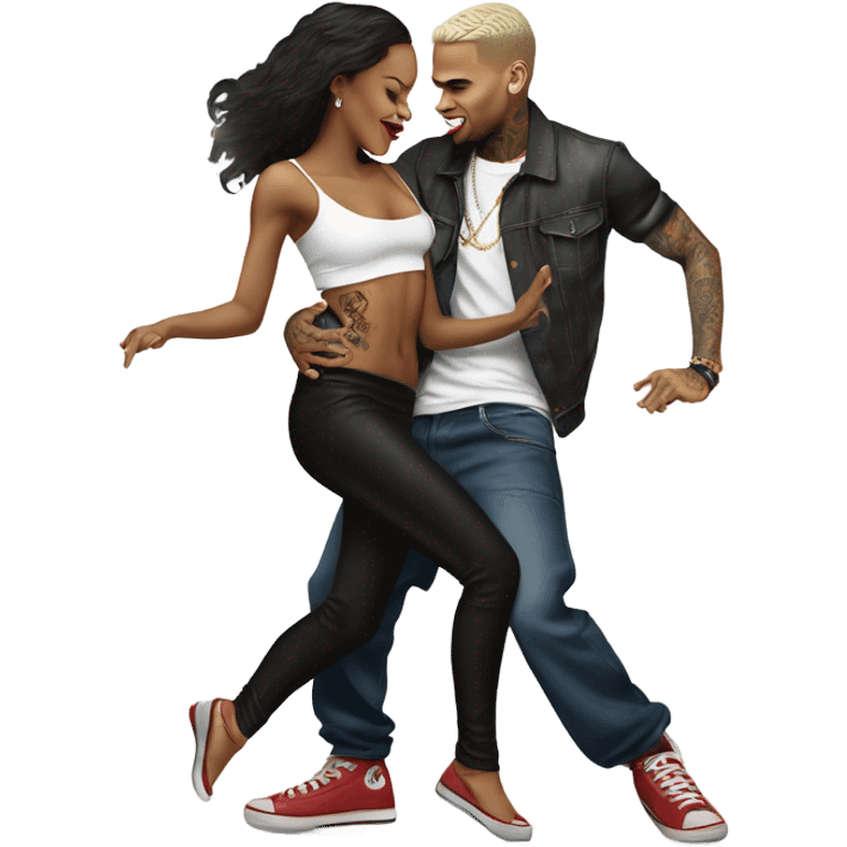 Hyper Realistic Chris Brown   dancing with his tattooed female dancer emoji