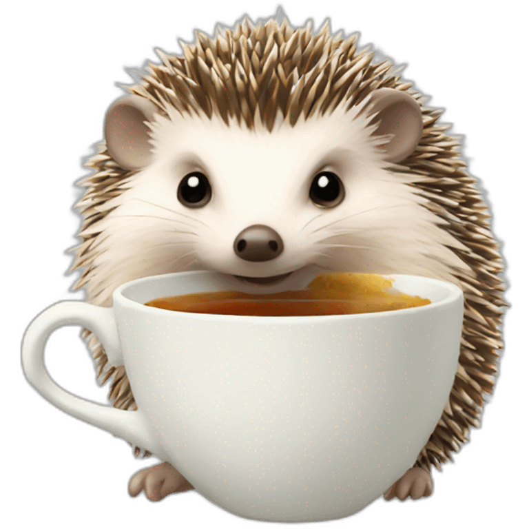 Hedgehog holding a tea cup emoji