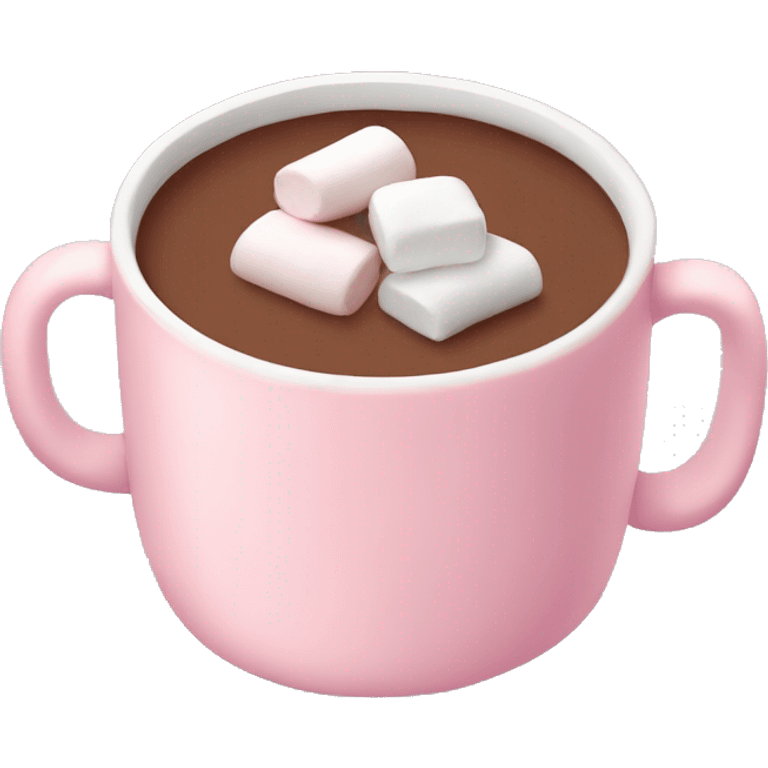 Light Pink mug of hot chocolate with marshmallows  emoji