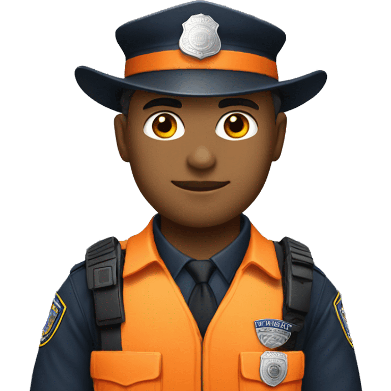 light skin police man in orange unform and hat emoji