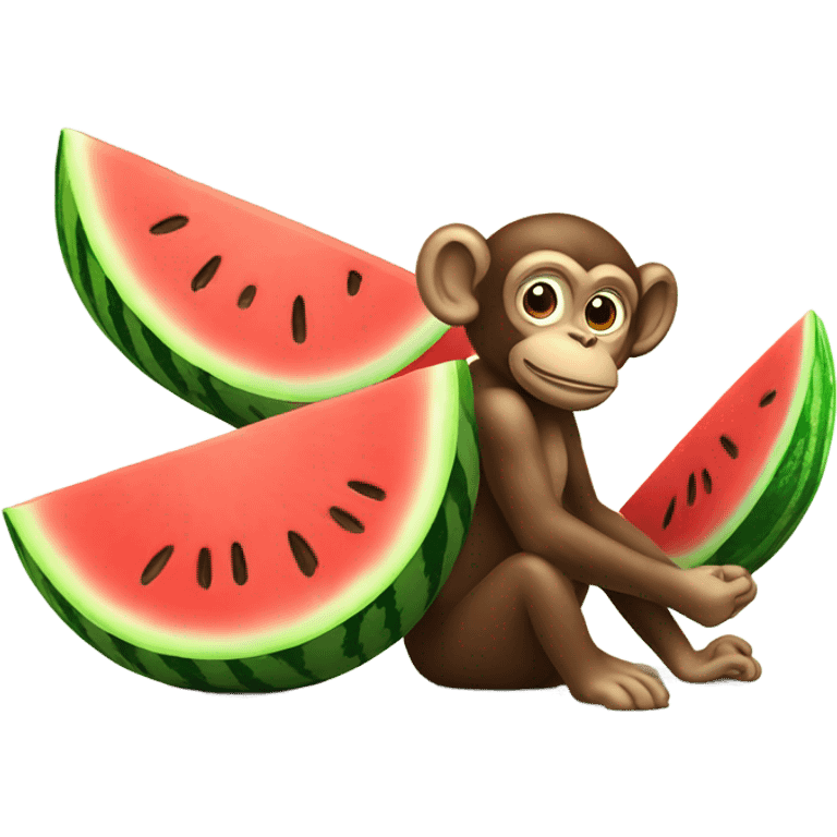 monkey with watermelon emoji