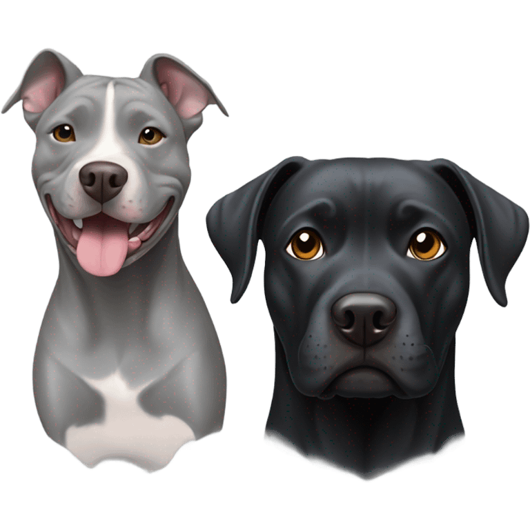 Grey pitbull next to black retriever dog emoji