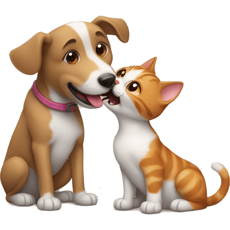 dog licks cat emoji