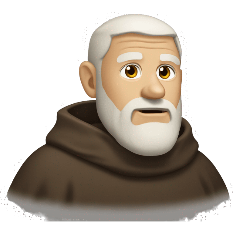 A middle-aged white male friar with a grizzled appearance, buzz cut, no facial hair, and a square jaw. emoji