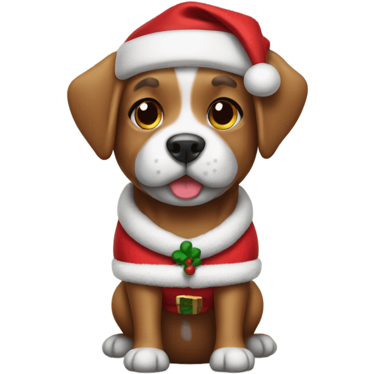 Dog wearing Santa’s clothes emoji