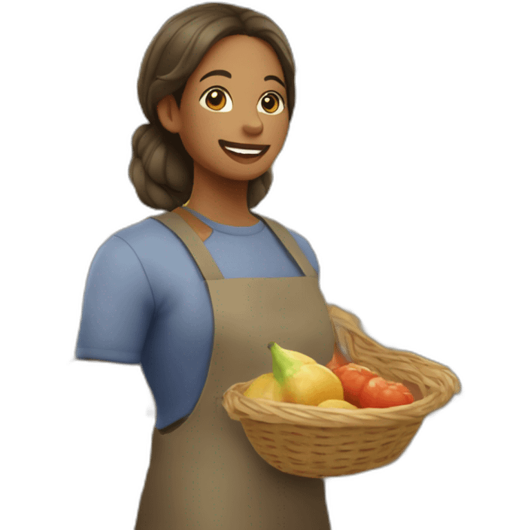 Une fille avec ça mère au marché emoji