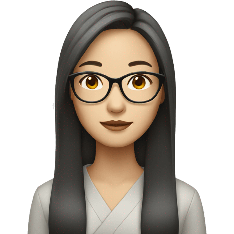 chinese woman with long hair and glasses emoji