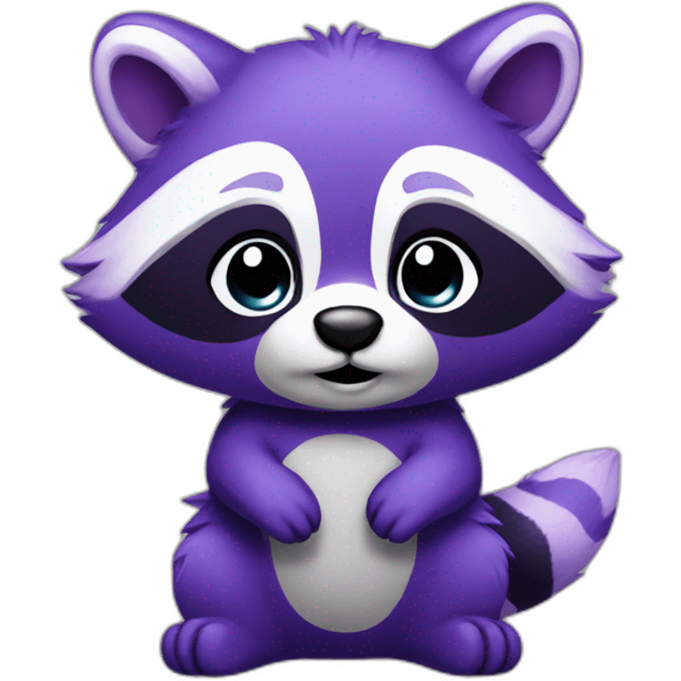 purple raccoon with body emoji