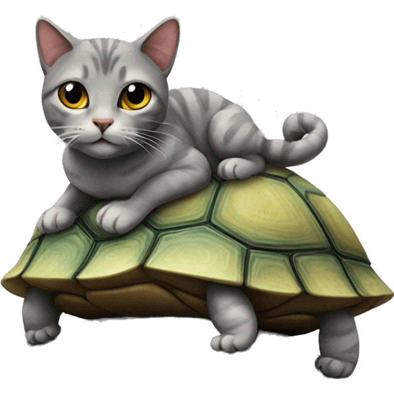 Cat on a turtle emoji